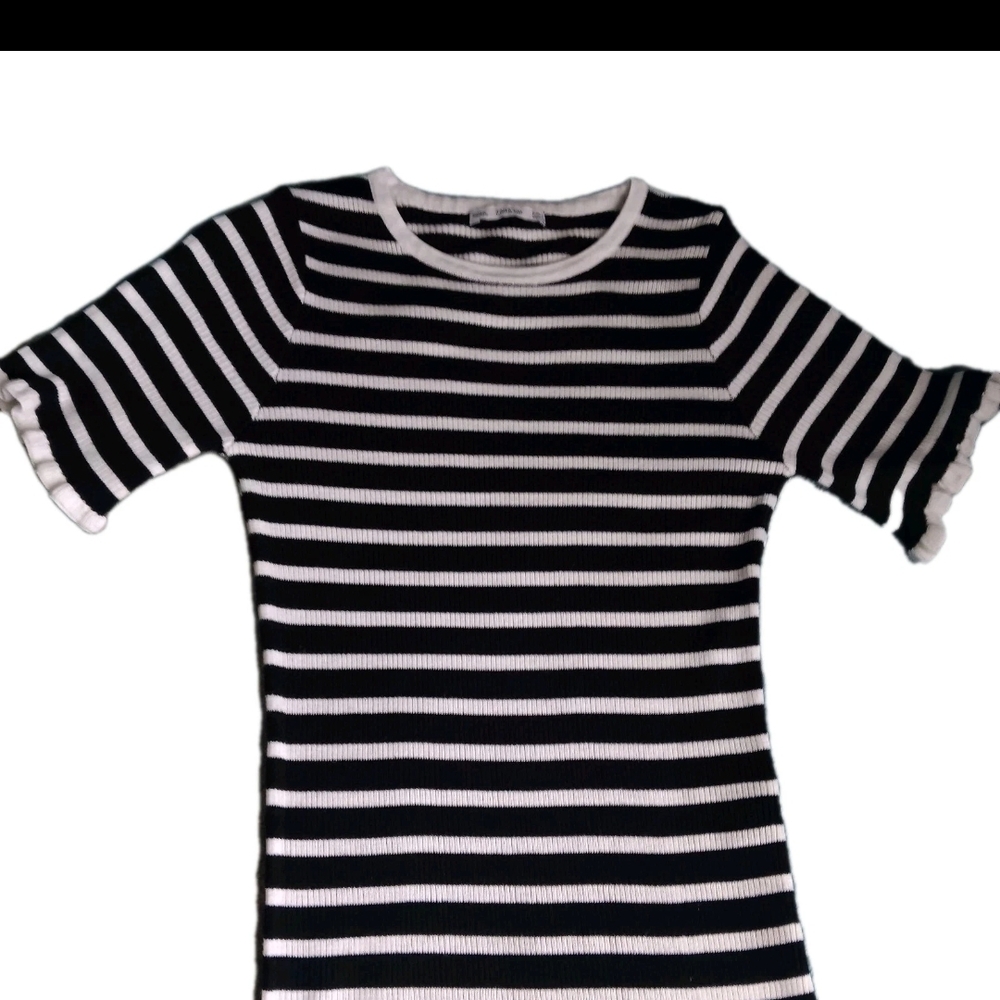 Zara Monochrome Striped Midi Dress